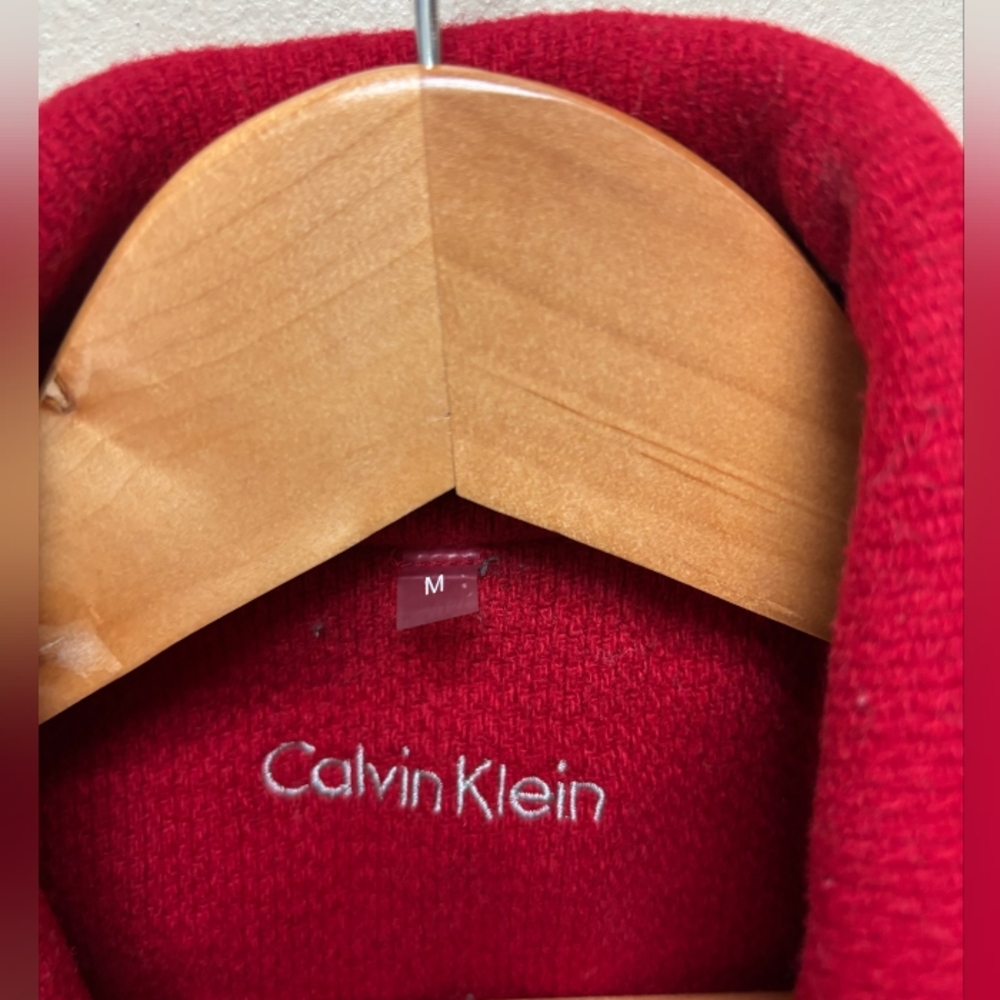 Calvin Klein size M red coat with belt - Picture 3 of 5